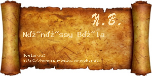 Nánássy Béla névjegykártya